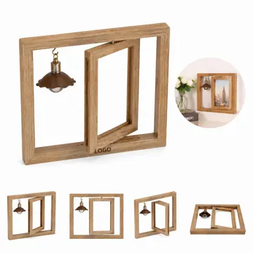 6" Wooden Rotating Photo Frame for Two 4x6 Pictures