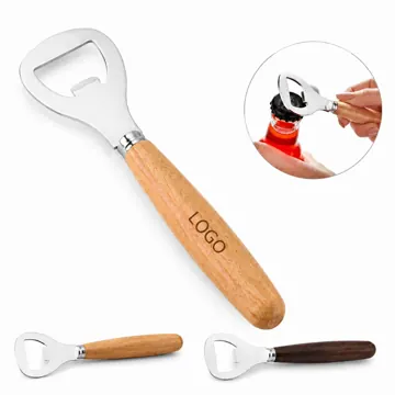 Wooden Handle Bottle Opener with Sturdy Metal Head