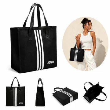 Knitted Tote Bag with Multi-Pockets and Zippered Closure