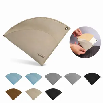 PU Leather Fan-Shaped Coffee Filter Storage Bag with Secure