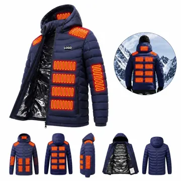 4-Zone Heated Down Jacket with 19 Heating Zones for Outdoor