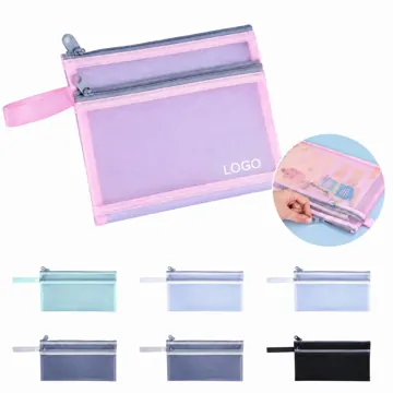 A4 Zipper Mesh File Bag, Double Layer Document Organizer