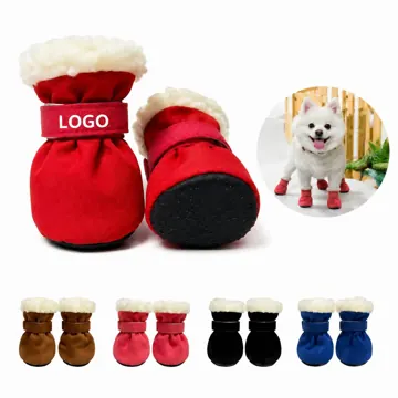Fleece-Lined Dog Winter Boots with Non-Slip Soles
