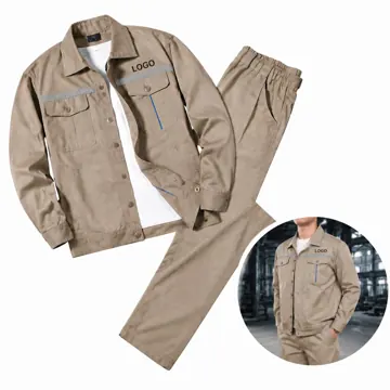 Cotton Work Coverall Suit with Multiple Pockets