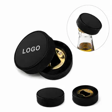 Custom Printed Hockey Puck Bottle Opener with Metal Insert