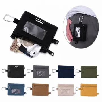 Polyester Card Wallet with Clear ID Window, Compact Coin