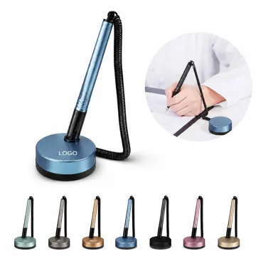 Secure Desk Counter Signing Ballpoint Pen with Anchored Base