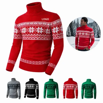 Customizable Turtleneck Christmas Sweater with Festive Knit