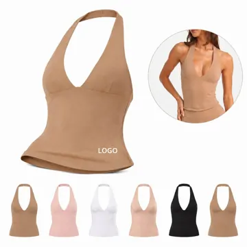 Women's V-Neck Halter Quick-Dry Sports Bra with Removable