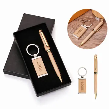 Bamboo Pen Keychain Set with Eco-Friendly Casing