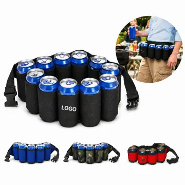 Insulated Adjustable 6 Pack Beer Belt Holder for Outdoor