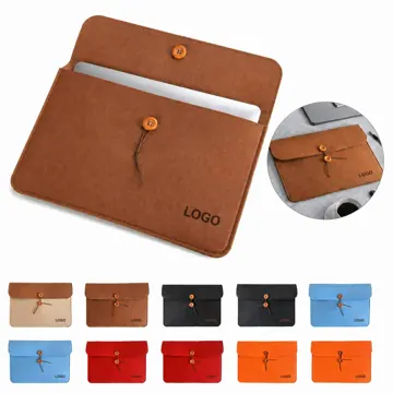A4 Felt Document Folder with Button Closure, Multi-Pocket
