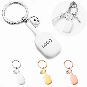 Stainless Steel Pickleball Racket Keychain Key Holder
