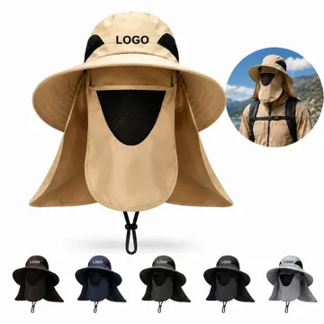 UPF 50+ Wide Brim Sun Hat with Face Cover for Hiking