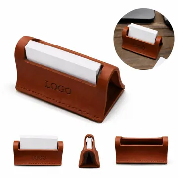 PU Leather Business Card Holder Stand with Multiple Slots