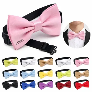 Clip-on Woven Bow Tie, Pre-tied Adjustable Neckband for Men