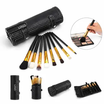 10-Piece Makeup Brush Set with Leather Case