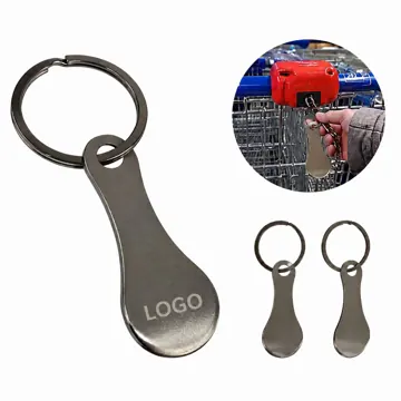 Metal Shopping Cart Unlock Keychain with Bag Handle Grip