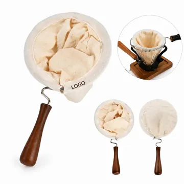 Reusable Cotton Coffee Filter with Wooden Handle