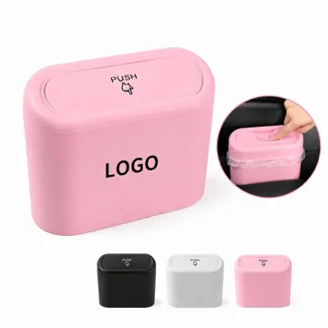 Mini Car Trash Can with Lid, Portable ABS Bin for Auto