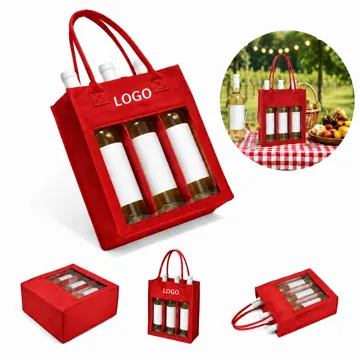 Felt Wine Bag with Divider for 6 Bottles