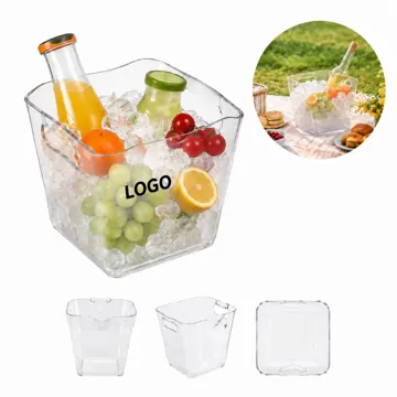 Clear Plastic Ice Bucket Square Transparent Party