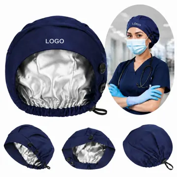 Cotton Satin Bouffant Scrub Cap with 4 Buttons & Sweatband