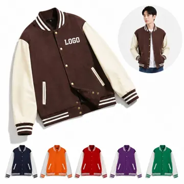 Unisex Cotton Varsity Jacket with Leather Sleeves