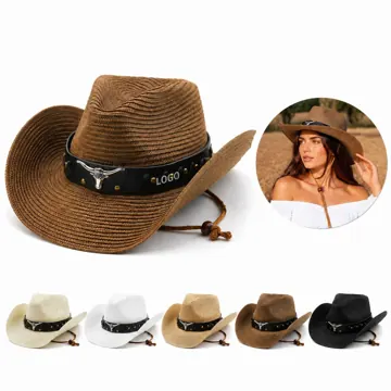 Wide Brim Straw Cowboy Hat for Sun Protection