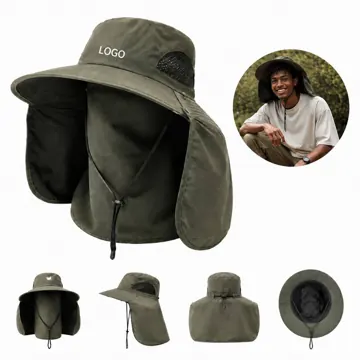 Breathable Wide Brim Fishing Hat with Neck Flap Sun