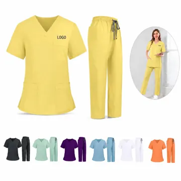 Unisex Quick-Dry 4-Way Stretch Scrub Set with Pockets