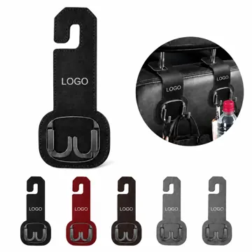 Leather Car Seat Back Double Hook Organizer for Headrest