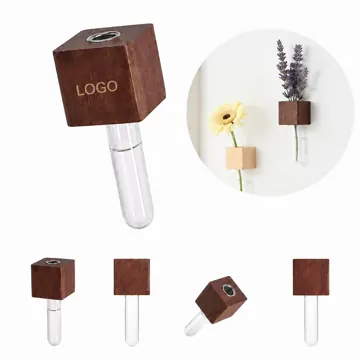 Magnetic Wooden Test Tube Vases for Refrigerator Flower