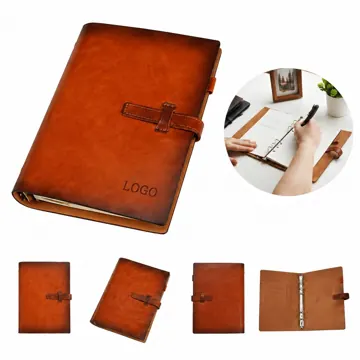 Vintage A5 Genuine Leather Binder Notebook, Handcrafted