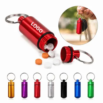 Waterproof Aluminum Pill Container Keychain for Outdoor