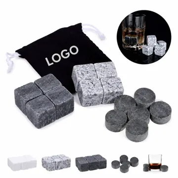 Whiskey Chilling Stones Gift Pouch, Reusable Stainless
