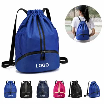 Nylon Drawstring Backpack with Zipper Pocket