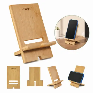 Natural Bamboo Phone Stand with Secure Non-Slip Slot