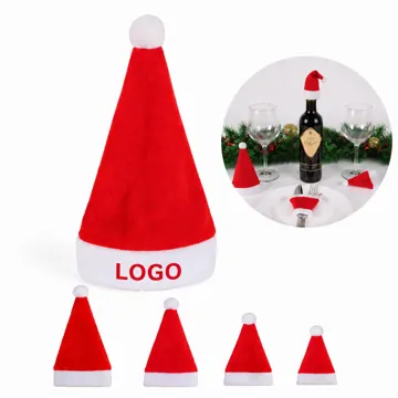 Mini Santa Hat Bottle Covers for Festive Table Decor