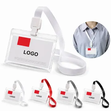 Acrylic ID Badge Holder Lanyard with Breakaway Safety Clasp