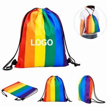 Rainbow Drawstring Bag Lightweight Storage for Gym School