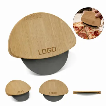 Wooden Handle Pizza Cutter with Stainless Steel Blade