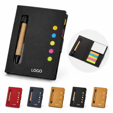 Kraft Paper Notebook with Pen and Sticky Notes for Office