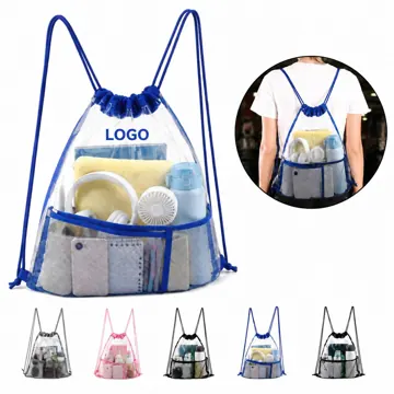 PVC Drawstring Backpack with Front Pocket