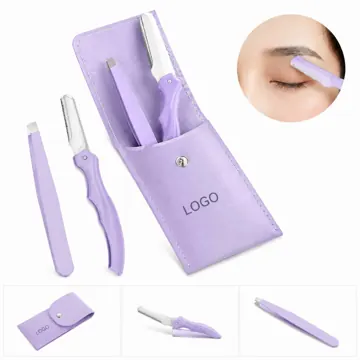 Stainless Steel Eyebrow Grooming Set with Safety Razor
