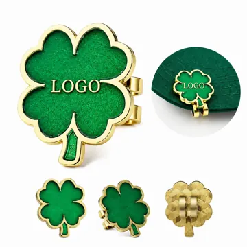 Magnetic Four-Leaf Clover Golf Ball Marker with Lucky Charm