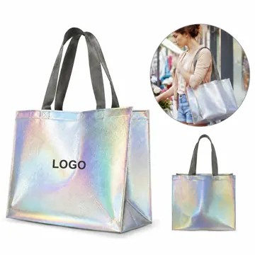 Laminated Laser Non-Woven Silver Tote Bag for Everyday Use
