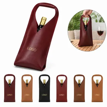 PU Leather Wine Tote Bag with Padded Interior for 2 Bottles