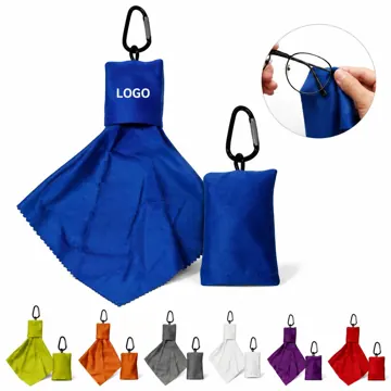 Foldable Microfiber Cleaning Cloth Keychain Pouch