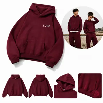 Men's Heavyweight No-Drawstring Fleece Hoodie 345G